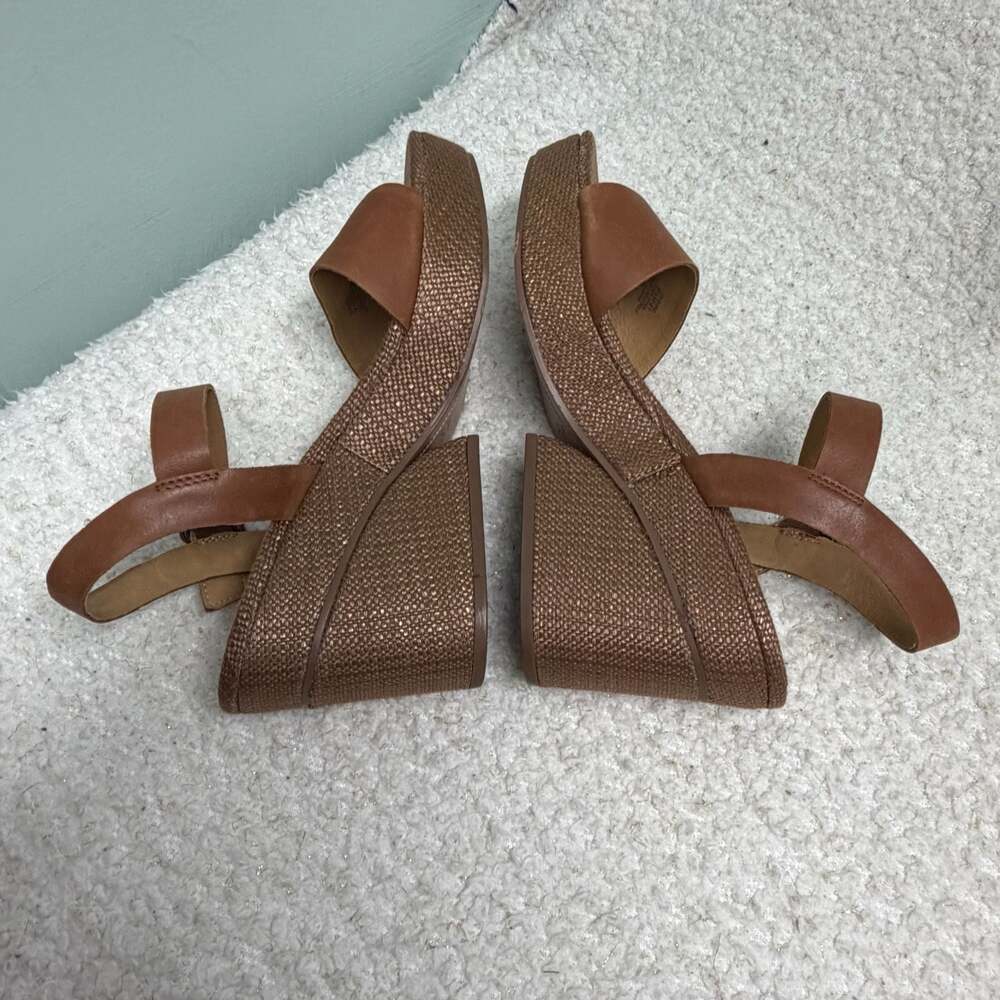 Crown Vintage Elese Leather Ankle Strap Wedge Sandals Size 9.5 M Summer Beach - Picture 5 of 9